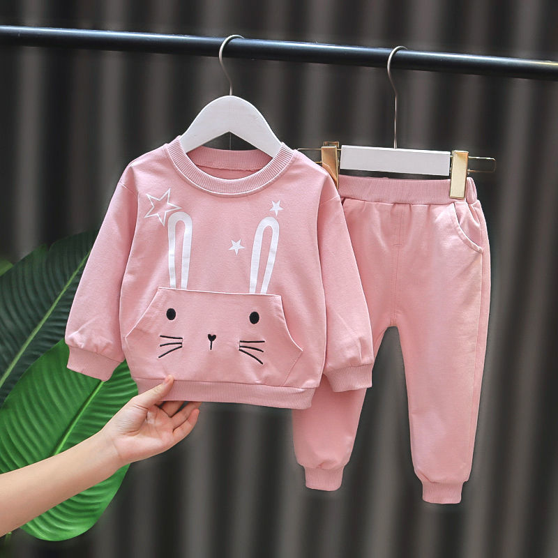 女童卫衣套装春秋女小童衣服洋气儿童童装婴儿春装宝宝两件套春款