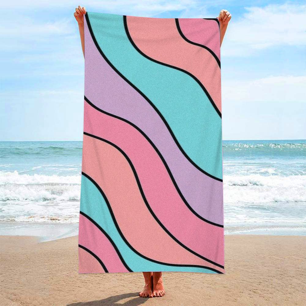 Fashion Rainbow Printing Microfiber Looped Fabric Beach Towel Bath Towel Seaside Blanket Shawl Wipes Wholesale