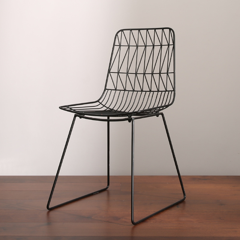 聚屋鸟铁艺椅子金属组装北欧经济型网格椅靠背户外休闲椅简约原创