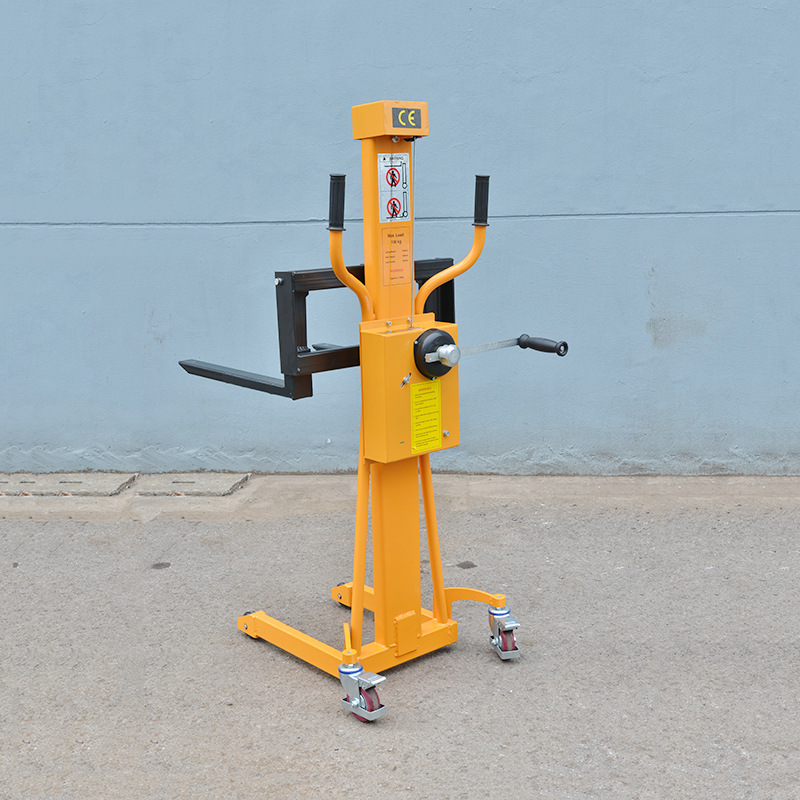 供应便携式手摇升降叉车 钢丝绳绞盘装卸搬运车 手推升高堆垛机