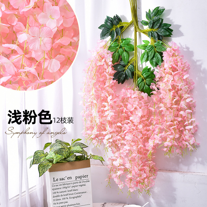 Artificial Wisteria Tofu Pudding Plastic Fake Flower Living Room Ceiling Hanging HANAFUJI Wedding Emulational Flower Decoration Rattan Green Plant