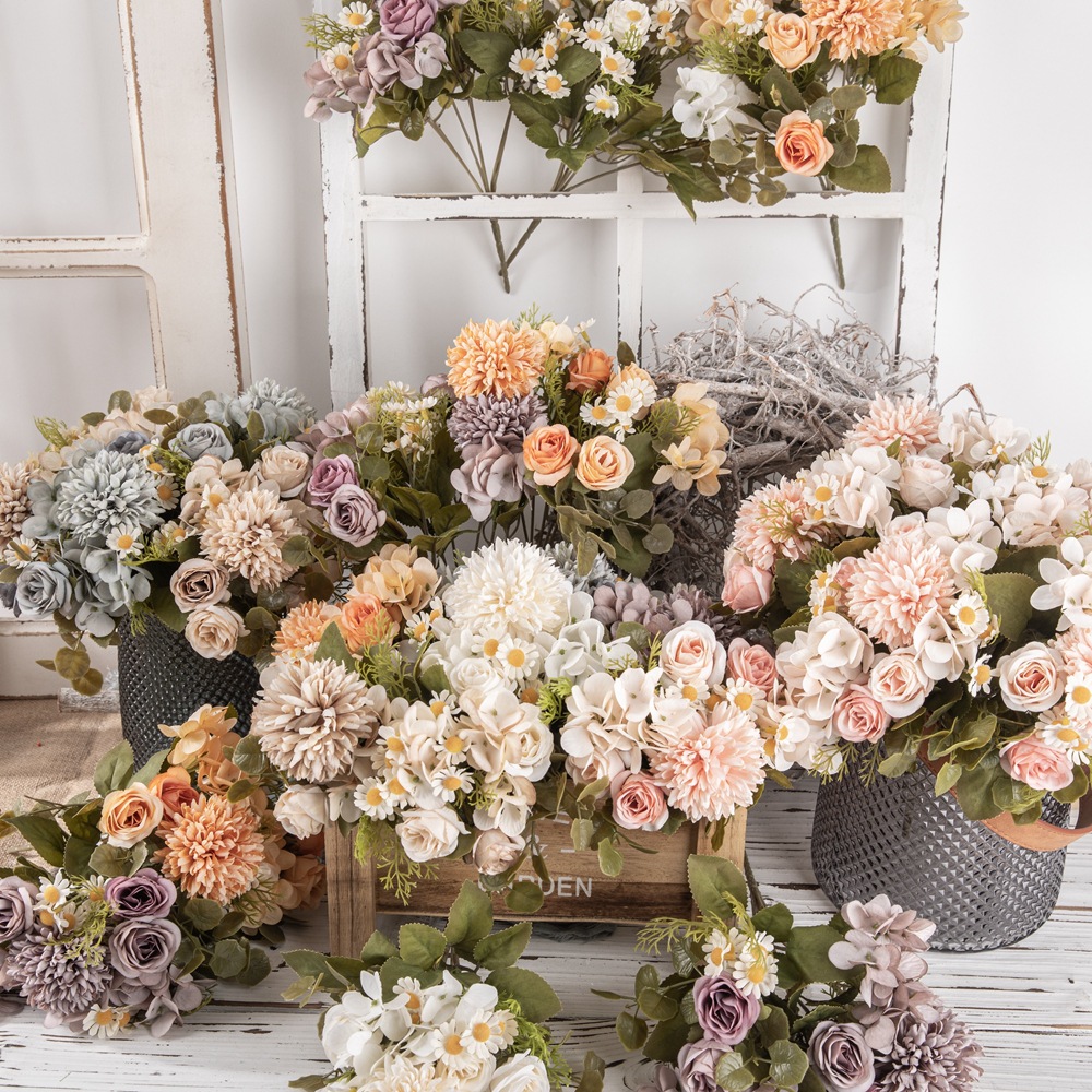 家居秋色洋甘菊花束ins风仿真花厂家装饰跨境婚庆批发假花mw66792