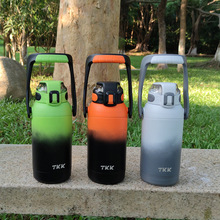 TKK大容量不锈钢高颜值带吸管保温杯 户外登山运动便携健身大水壶
