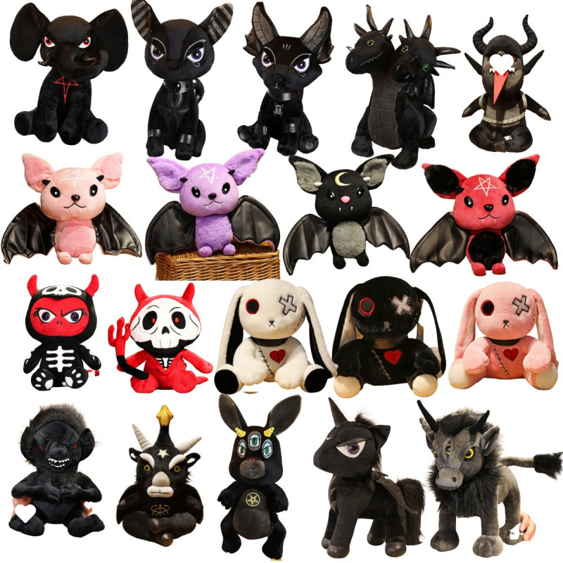 跨境新款暗黑系列潮牌毛绒玩具动物黑暗风玩偶创意万圣节包邮