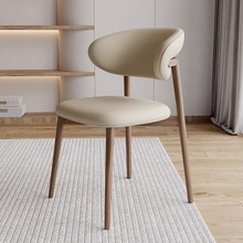 轻奢现代北欧设计师实木餐椅简约原木咖啡厅休闲家用餐厅靠背椅子
