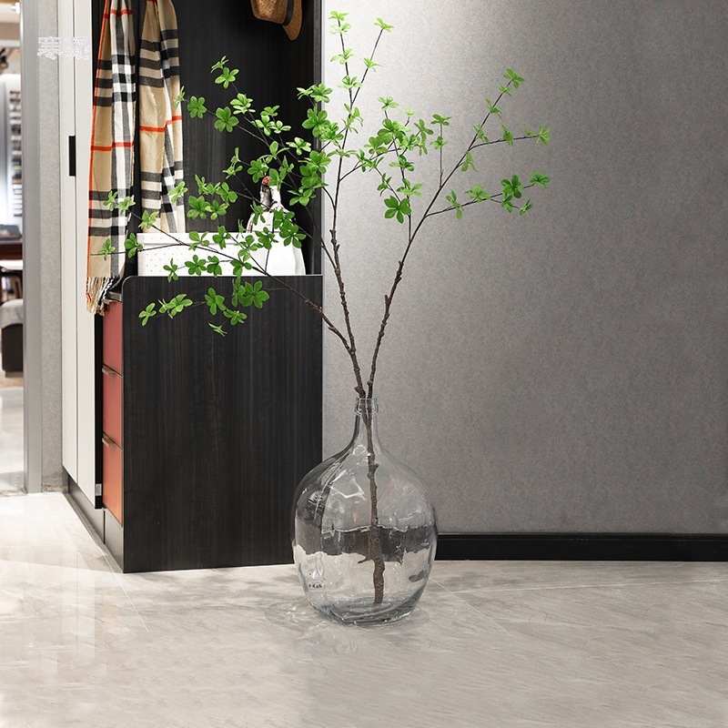 网红北欧简约大肚玻璃花瓶吊钟马醉木客厅插花桌面水培落地透明大