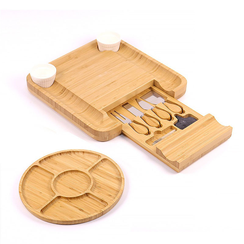 Cross-Border Wooden Cheese Plate Wooden Cheese Plate Set Cheese Plate Appetizer Fruit Plate Factory Direct Supply Bamboo Cheese Board