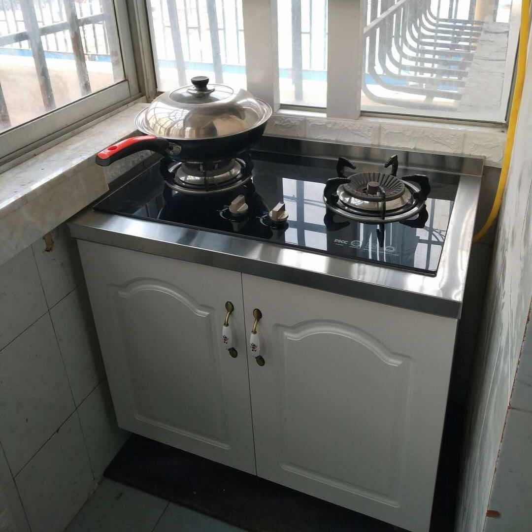 现代橱柜煤气灶台柜多功能餐边柜不锈钢橱柜租房家用厨具组合柜子
