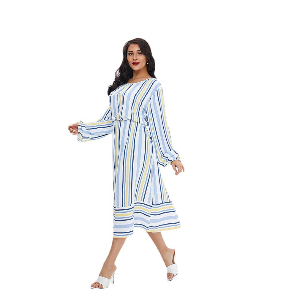 Cross-Border Muslim Casual Dress Pajamas Spring Gown Arab Robe plus Size Casual Middle East Robe