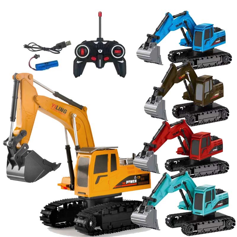 Cross-Border Children and Boys Electric Alloy Six-Channel Large Mining Engineering Vehicle Model Charging Toy Supermarket Stall