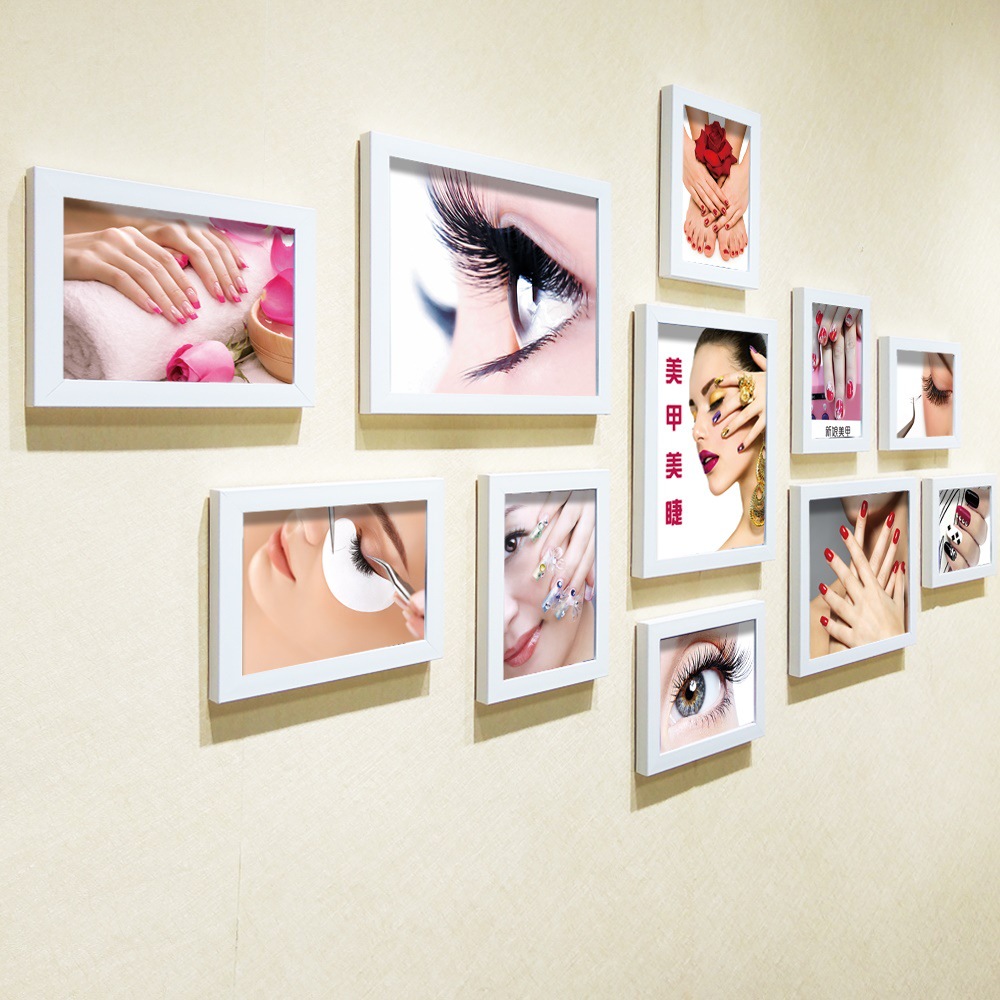 美甲装饰墙壁画纹绣美睫图片照片墙相框海报美容院挂画店铺墙面