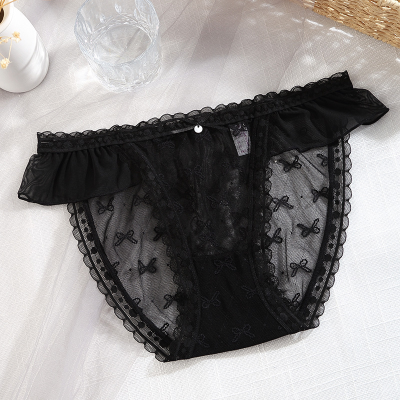 黑色蕾丝女生性感内裤透明火辣低腰纯棉裆舒适速干高弹女裤头