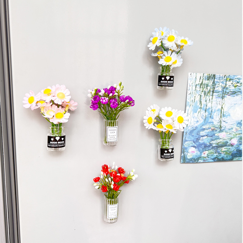 玻璃花瓶冰箱贴可以插花的磁吸装饰品带磁铁有专利-阿里巴巴