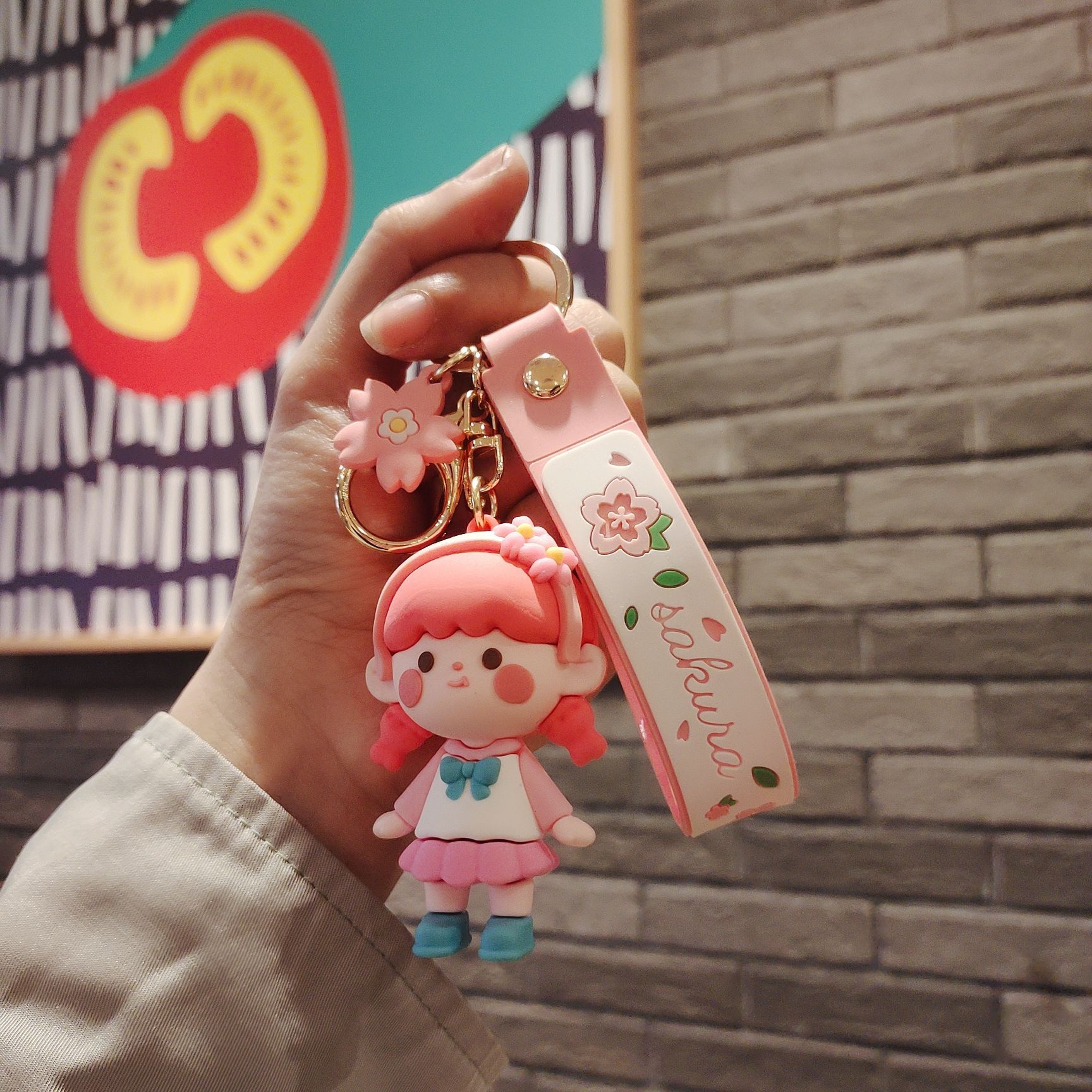 卡通樱花女孩公仔钥匙扣少女心可爱汽车包包挂件创意礼品摆件定制