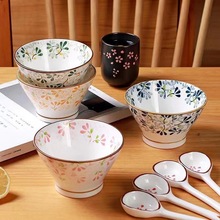 日式斗笠碗家用5英寸陶瓷饭碗2022新款米饭碗高颜值吃饭碗高脚碗