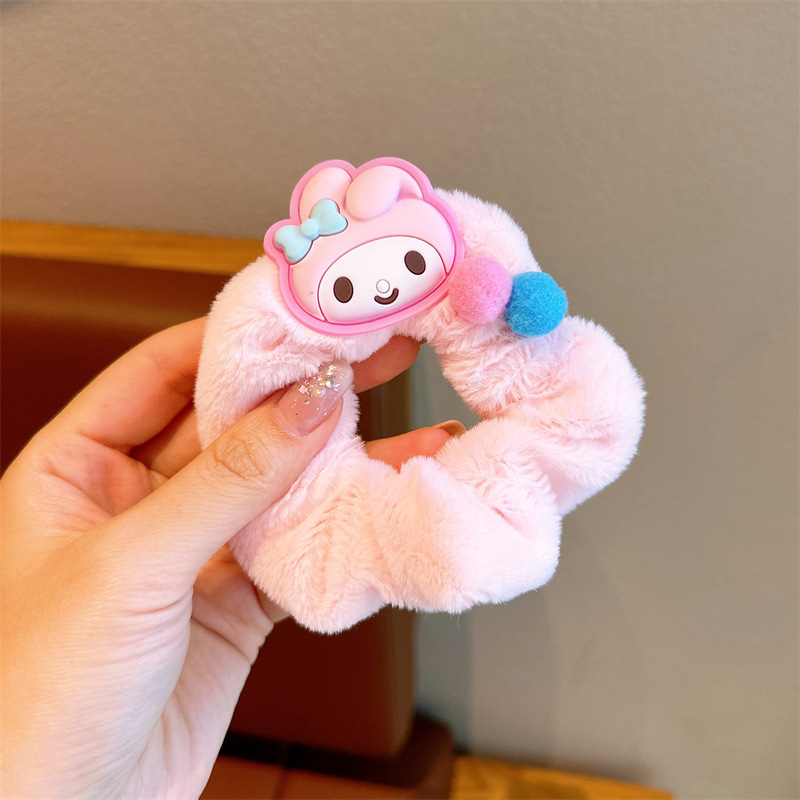 Sanrio Autumn and Winter Plush Ponytail Hair String Girls Princess High Elastic Large Intestine Hair Ring Headdress Children Cute Hair Accessories