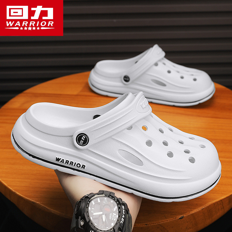 回力拖鞋男夏季踩屎感洞洞鞋男士厚底包头沙滩鞋百搭防滑两穿凉拖