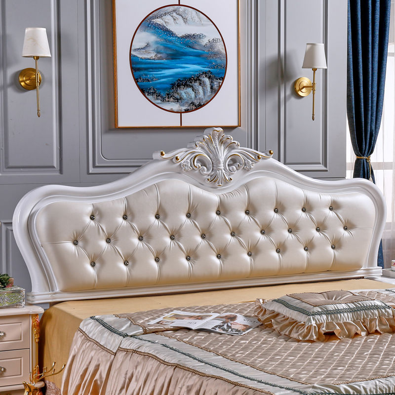 欧式床头板软包靠背烤漆雕花双人床头板公主床头欧式床头靠背