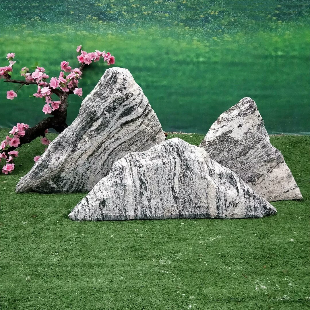 天然雪浪石切片组合景观石泰山石户外大型假山别墅庭院山水摆件