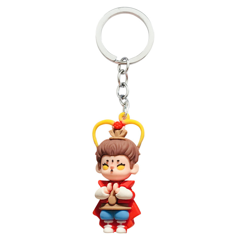 Cartoon Journey to the West Character Keychain Sun Wukong Pig Eight Ring Doll Car Key Chain Bag Pendant Accessories