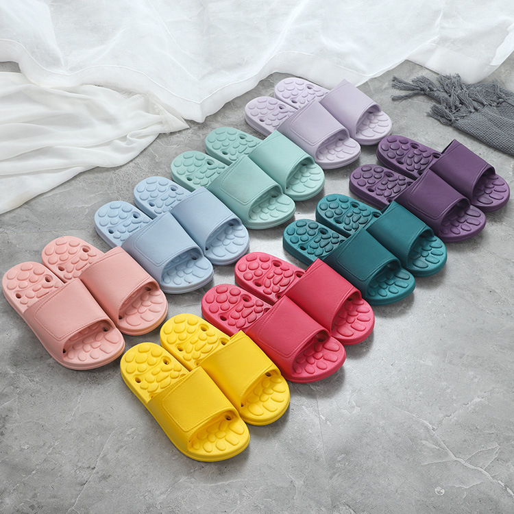 New Bathroom Slippers Summer Couple Household Home Bathroom Slippers Leaking Men's and Women's Slippers Stone Pattern Massage Footbed