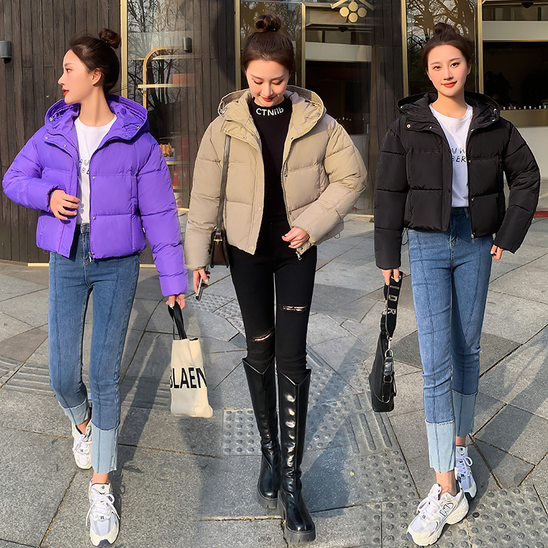 2023 Spot down Cotton-Padded Jacket Women's Short Korean Style Loose Ins Hong Kong Style Thickened Puffer Jacket Cotton Coat Cotton Jacket Coat