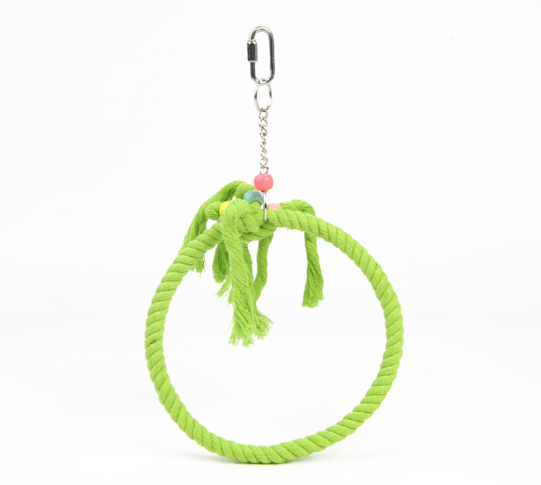 挂笼鹦鹉站架棉绳秋千彩色吊环鸟玩具 中小型鹦鹉鸟用品