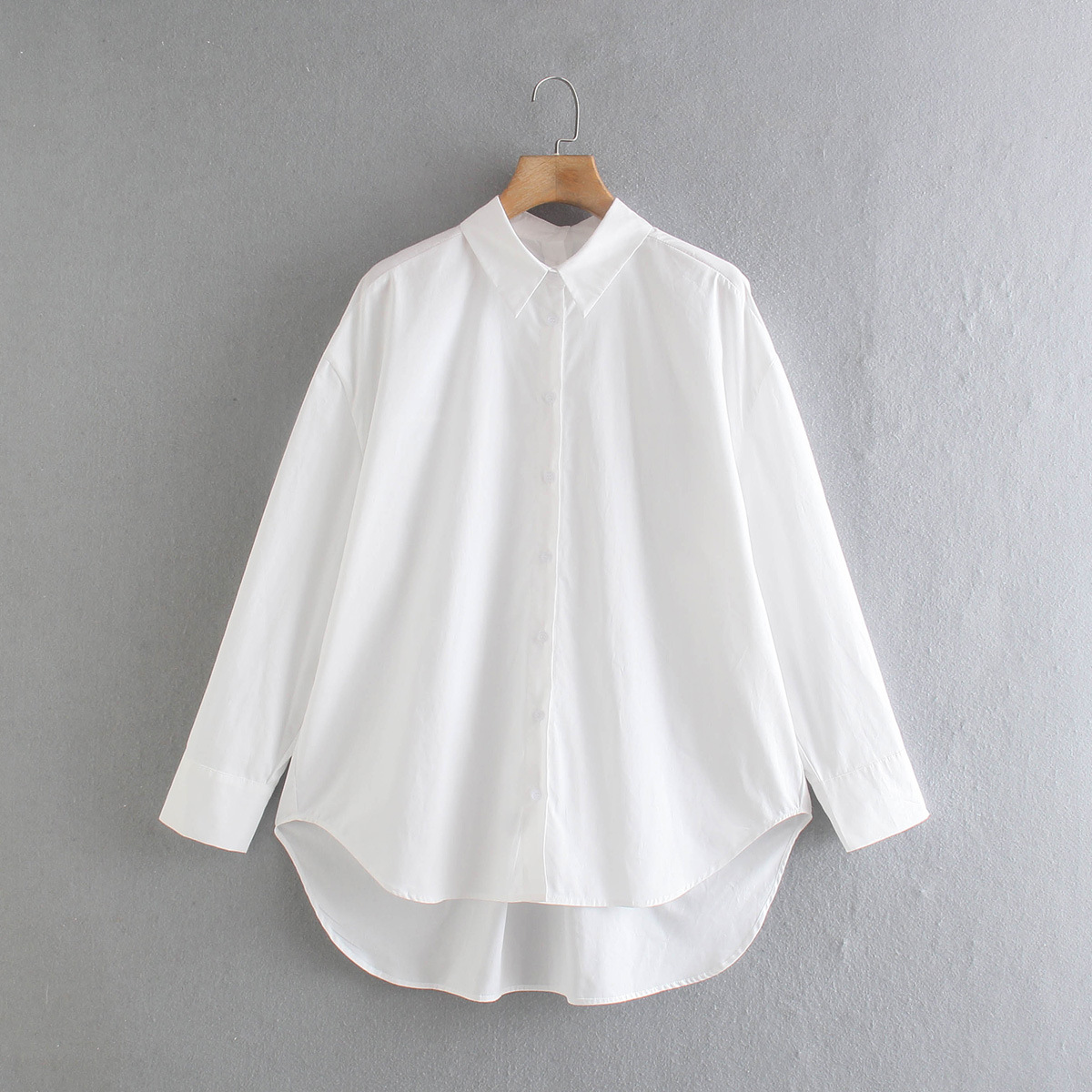 夏装长袖白衬衫