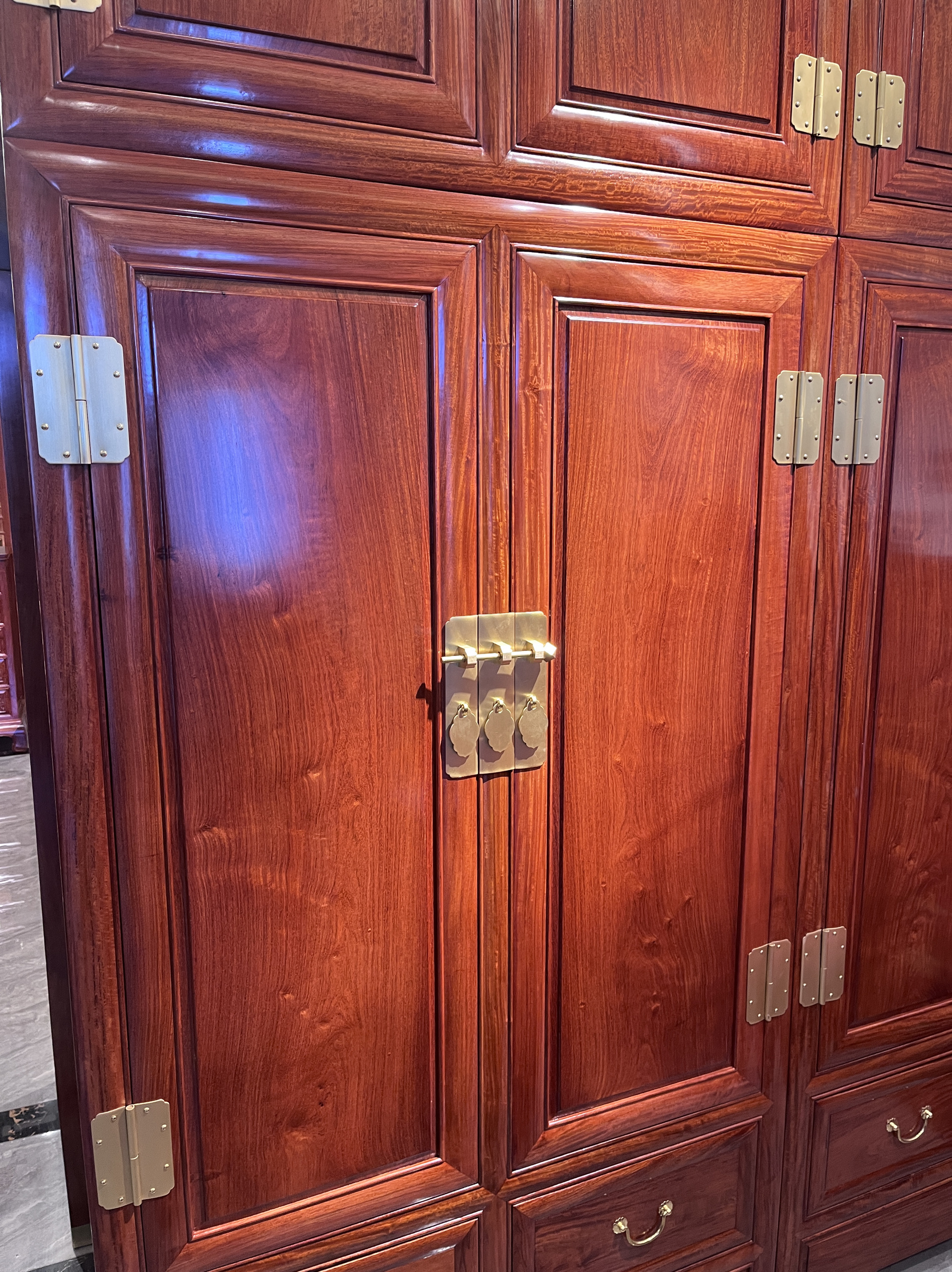 hf2x缅甸花梨木红木顶箱柜大果紫檀衣柜中式实木大衣柜卧室储物柜