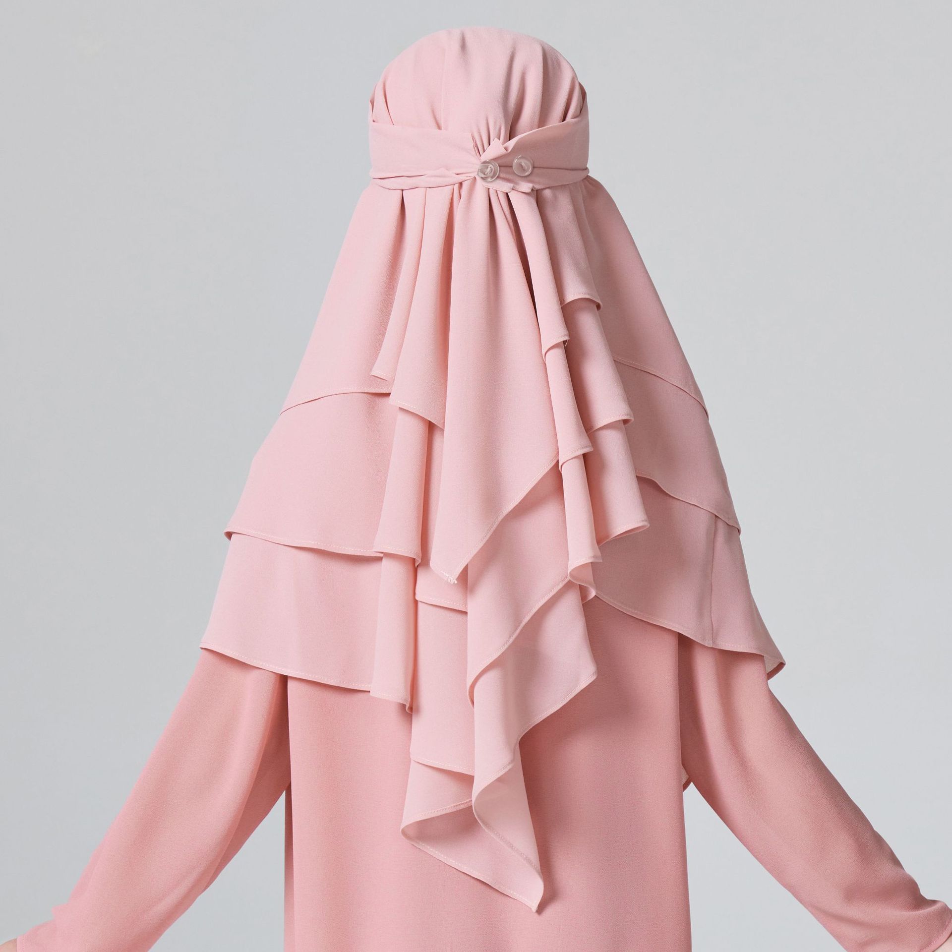 中东女童hijab纯色前后三层雪纺头巾 msl167-阿里巴巴