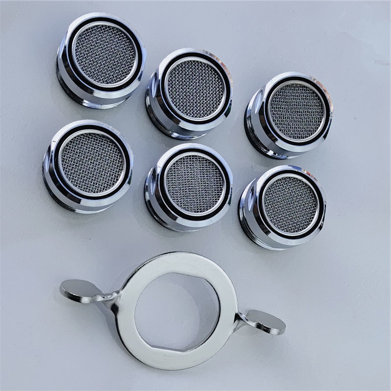 6装24水龙头起泡器面盆菜盆浴缸龙头水咀配件不锈钢滤网带扳手