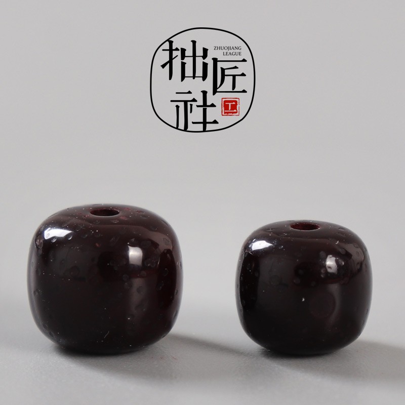 藏传朱砂供星月菩提子老型桶珠 老星月菩提散珠 diy文玩手串配珠