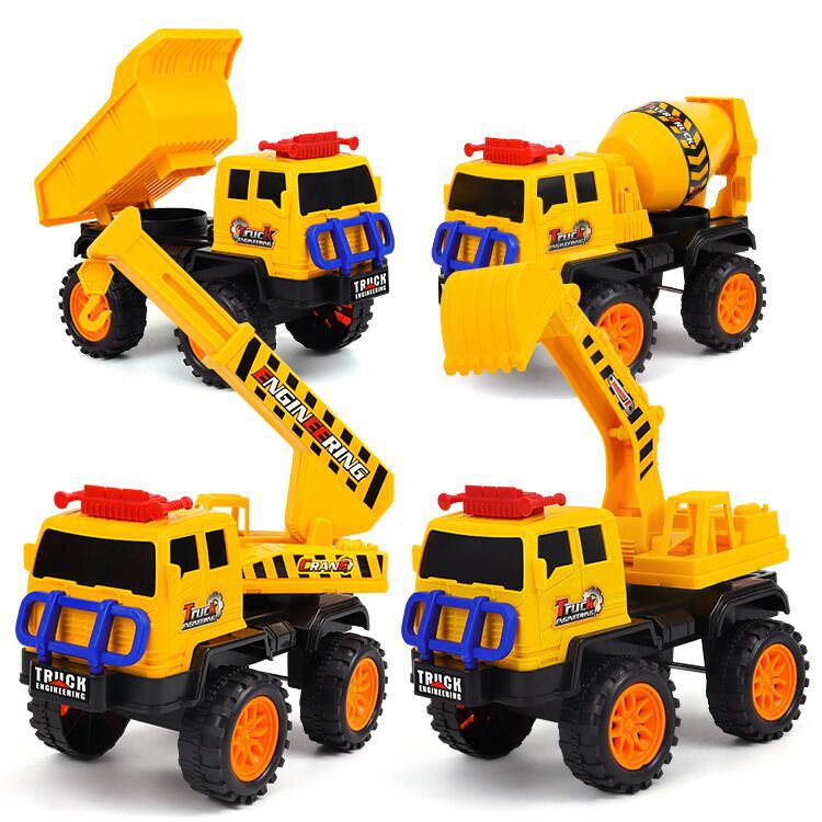 儿童大号挖土机挖掘机工程车幼儿园玩具车批发搅拌车四驱撞击变形