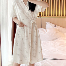 和服睡袍女夏季新品短袖浴袍日系薄款玉桂狗睡衣日式中长款睡裙夏