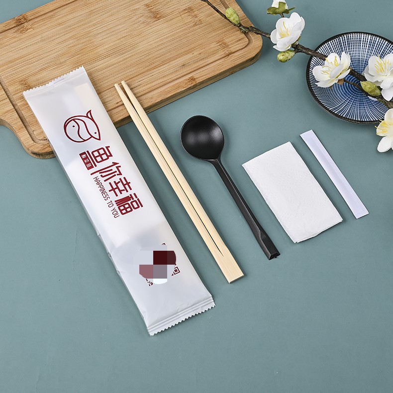 一次性筷子套装外卖打包餐具筷勺纸巾牙签四合一餐具包定 制logo