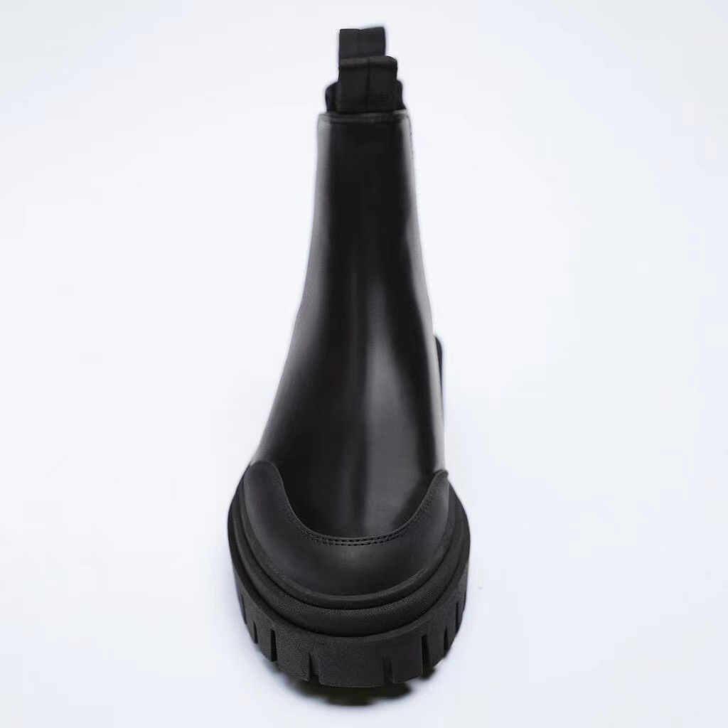 zar秋冬新品 女鞋 黑色厚底暗黑齿轮鞋切尔西靴 12152810040