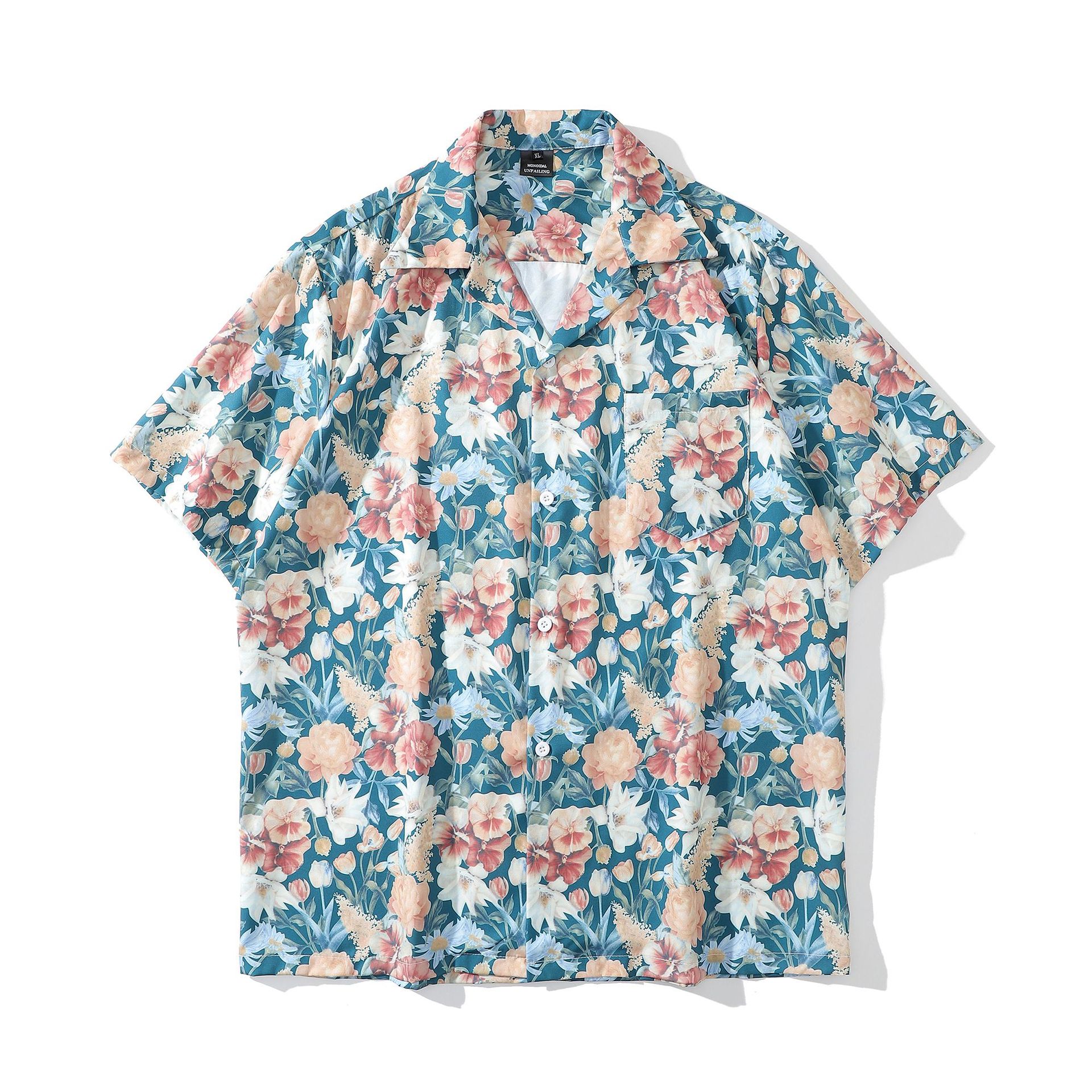 古着bkpp德同款他泰国短袖花衬衫男女夏威夷bf古巴领衬衣-阿里巴巴