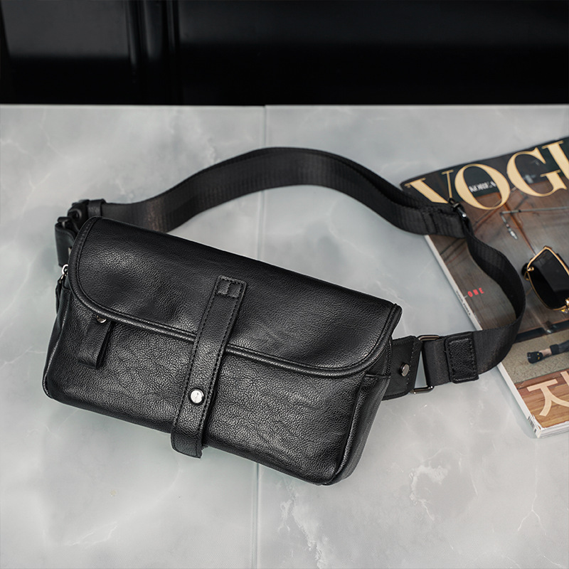 New Men's Fashion Messenger Bag Casual Pu Soft Leather Bag Horizontal Mobile Phone Bag Men's Shoulder Bag Waist Bag Chest Bag