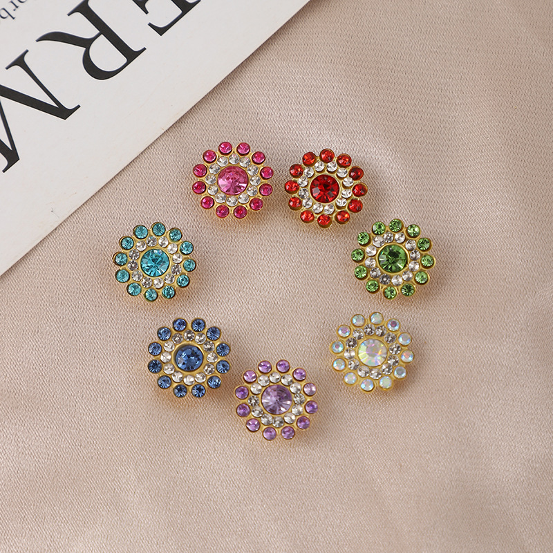 Glass Double Layer Hand Sewing Drill SUNFLOWER Multi-Color Spot Drill Rhinestones Ornament Accessories DIY Clothing Accessories Hair Accessories