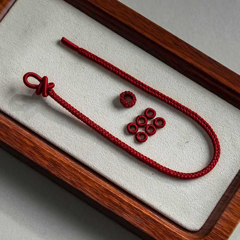 手工编织八股编手绳半成品diy可穿龙舟转运珠黄金吊坠红绳手链女