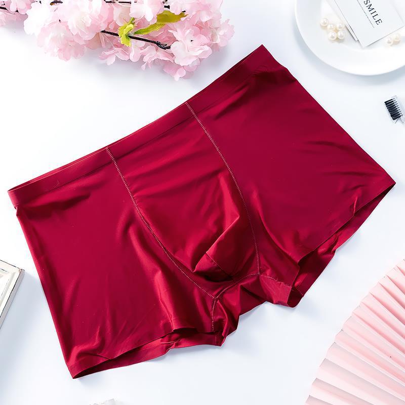 本命年红色结婚新婚情侣内衣套装三件套带文胸胸罩情侣内裤冰丝