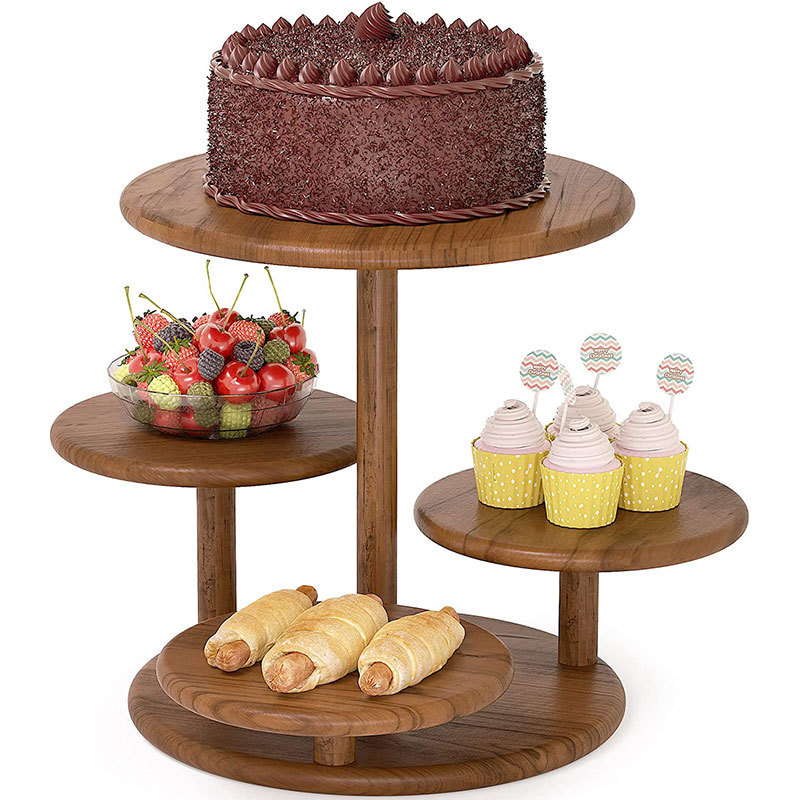 Solid Wooden Multi-Layer Tray Desktop Cake Tray Dessert Biscuit Table Tray Storage Rack