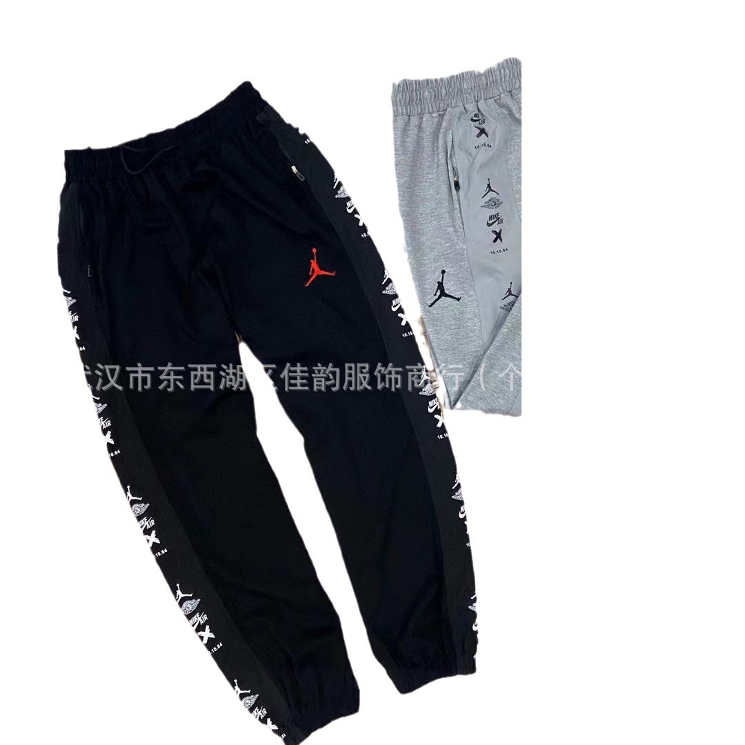 24新款aj乔丹联名卫裤 刺绣飞人红标串标宽松男女情侣休闲运动裤