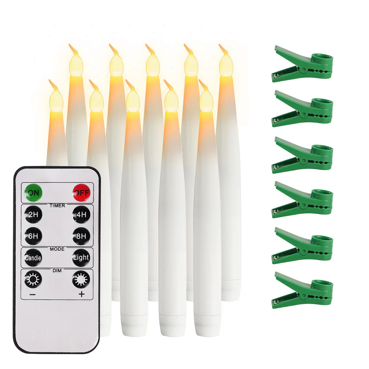 Christmas Cross-Border Remote Control Long Brush Holder Candle Strip Halloween Simulation Electronic Candle Christmas Party Clip Candle