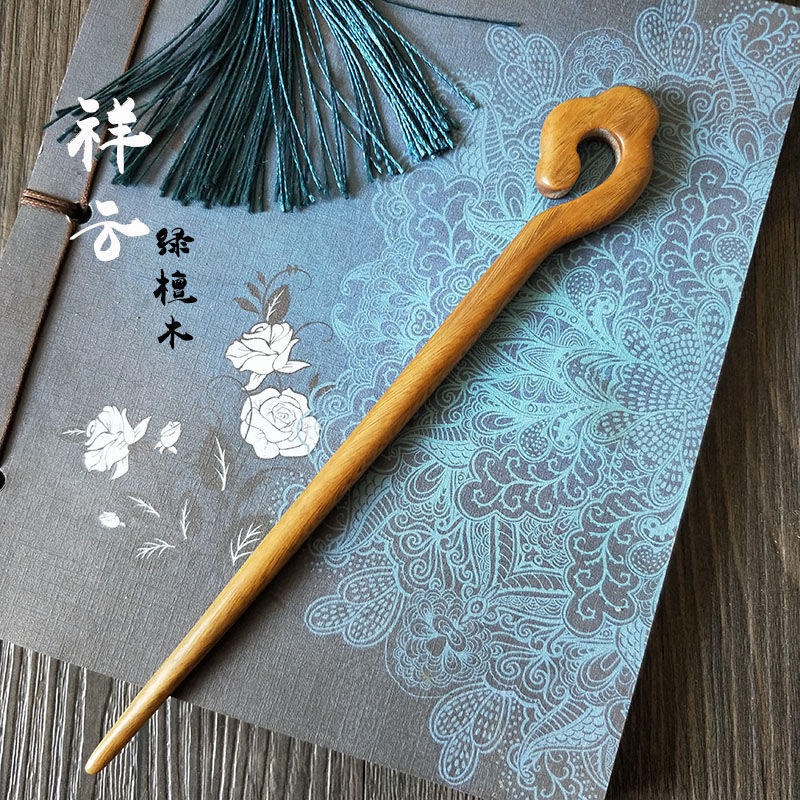 木头簪子民族风古典绿檀木质发钗古装汉服简约现代古风盘头发饰品