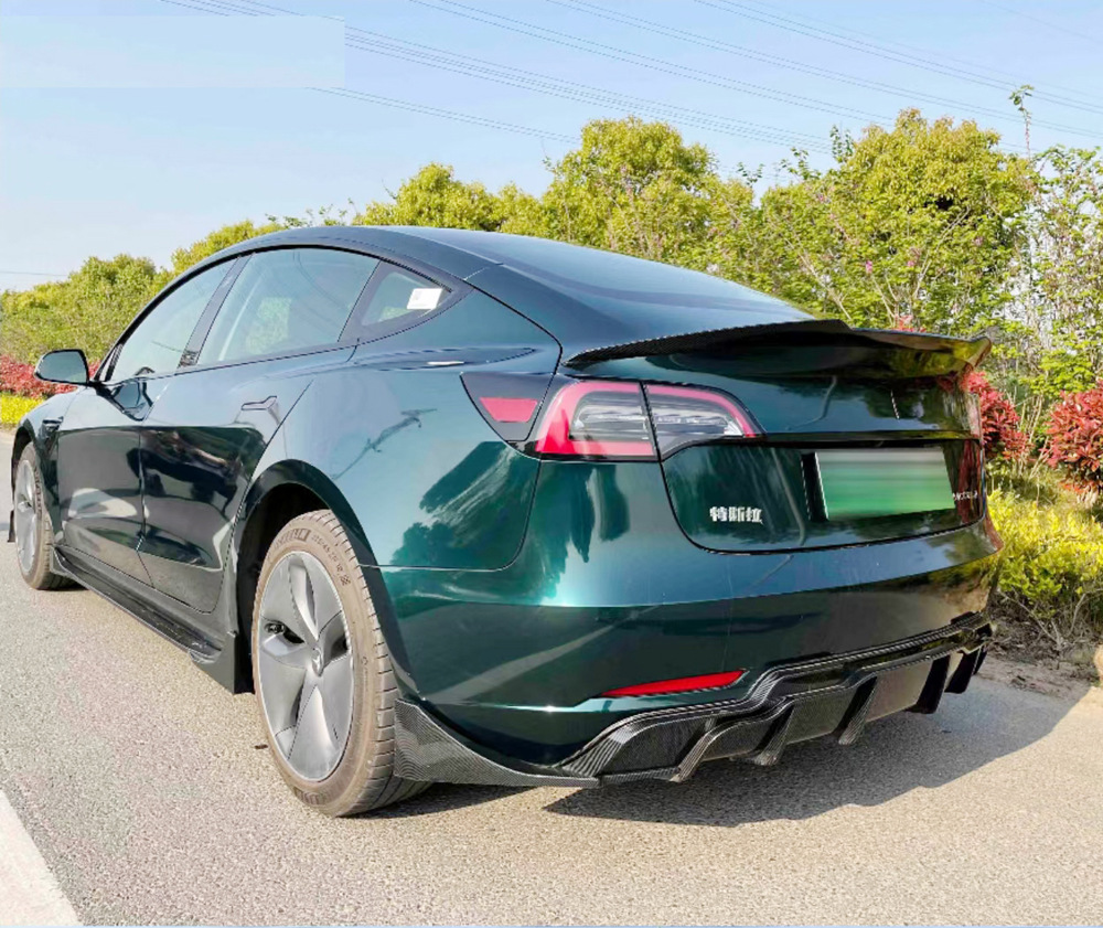适用于特斯拉model3改装黑武士小包围fast亮黑色前唇侧裙后唇尾翼