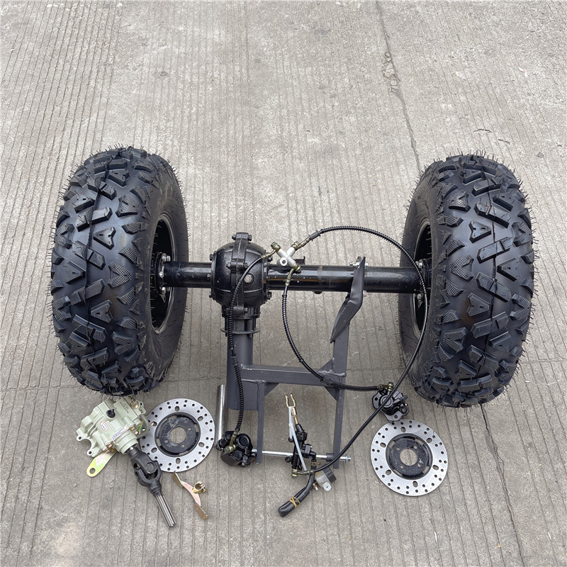 两轮改三轮摩托车沙滩车配件后轴传动差速新款碟刹后桥10寸铝轮