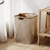 Net mahogany handle zakka Solid colored hamper enlarge capacity Cotton and hemp Storage baskets balcony Foldable Laundry basket
