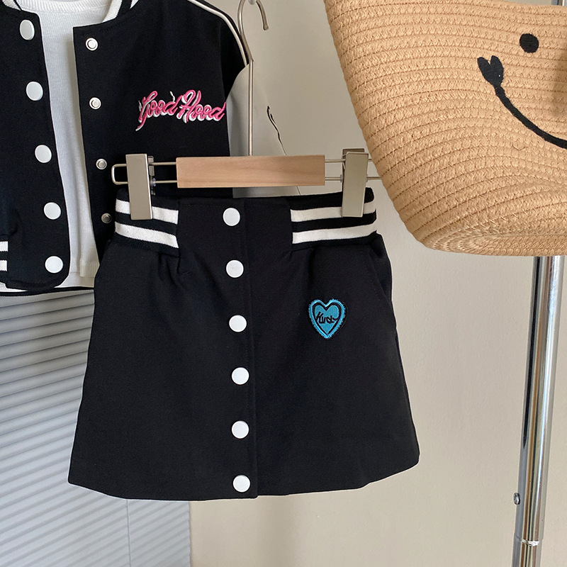 Girls' Suit Spring New Little Girl Fashionable Stylish Baseball Uniform Short Jacket Sports Short Skirt Two-Piece Suit