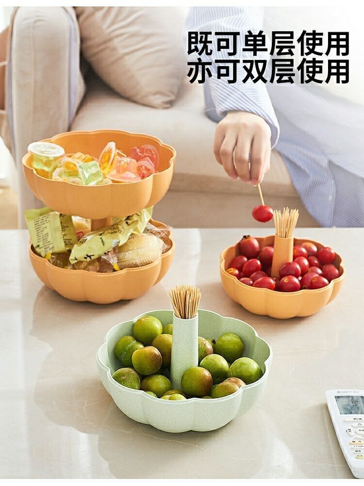 Pumpkin Candy Box Household Living Room Dried Fruit Plate Grid with Lid Internet Celebrity Fruit Plate Tray Creative Fashion Storage Box